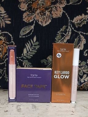 Tarte Face Tape Pressed Powder & Key Largo Glow Set AND 2 Lippies
